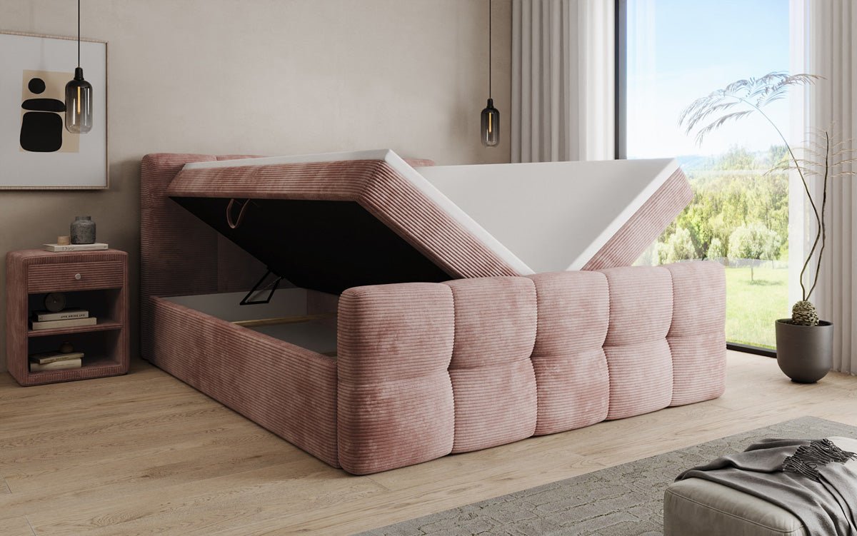 Boxspringová posteľ Cozy v mančestri s úložným priestorom