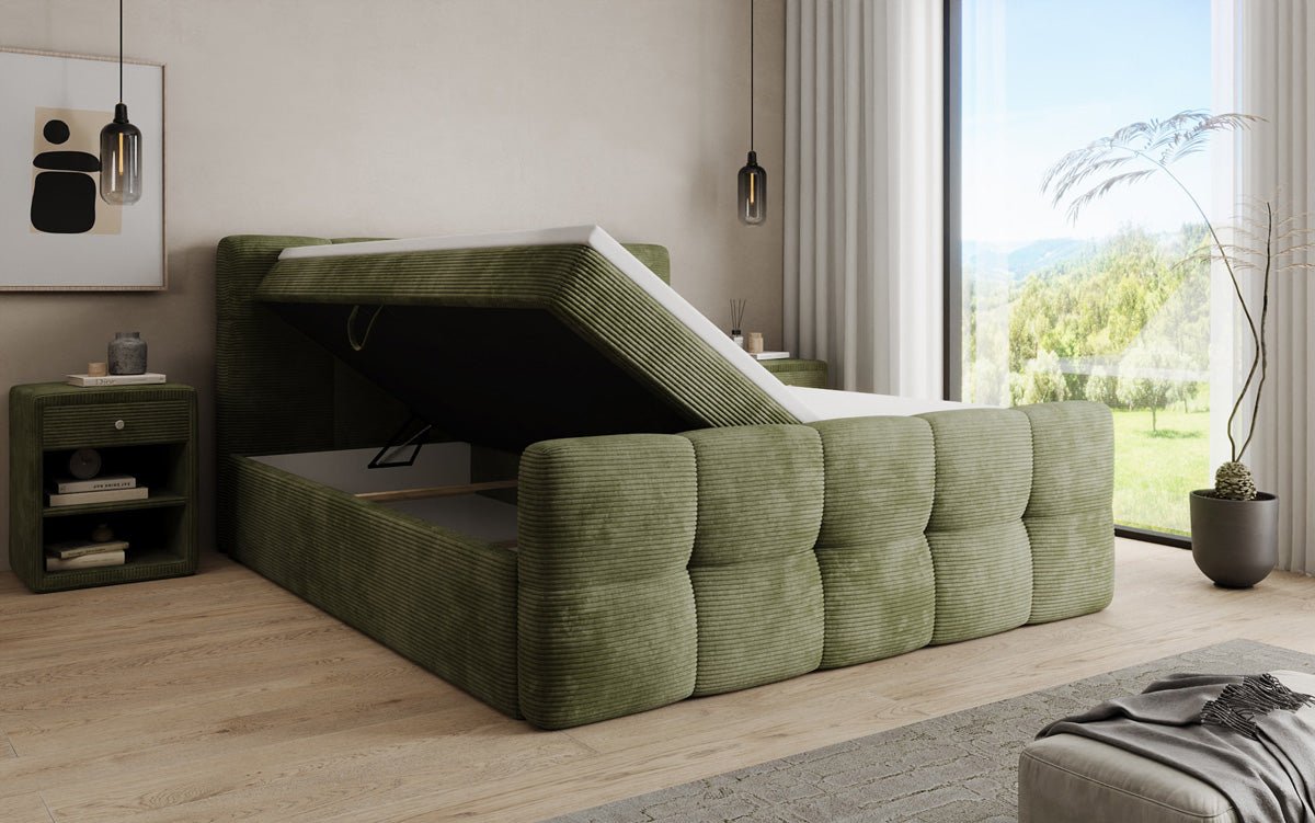 Boxspringová posteľ Cozy v mančestri s úložným priestorom
