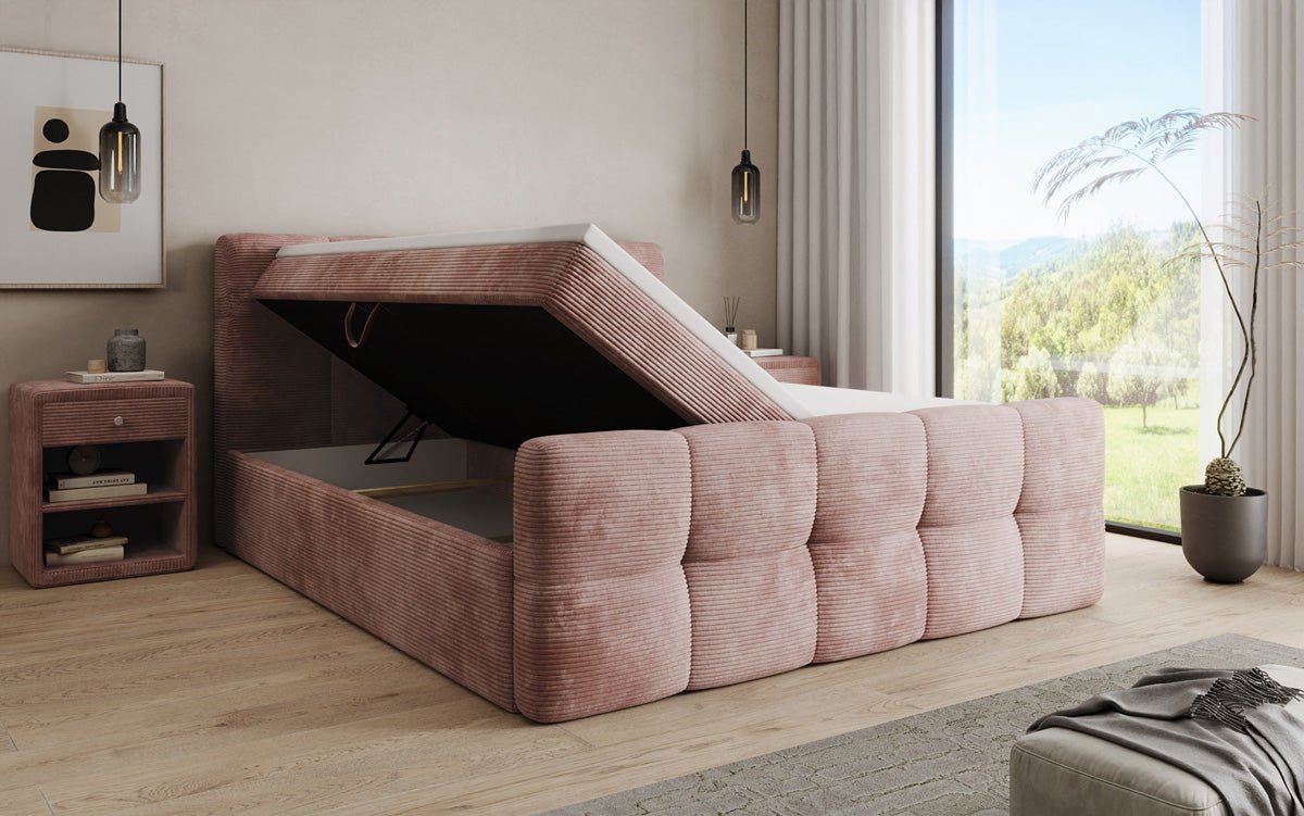 Boxspringová posteľ Cozy v mančestri s úložným priestorom