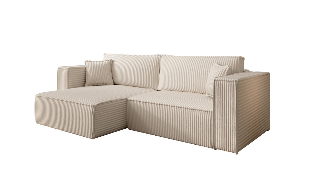 Designer Sofa Paris in breitem Cord mit Schlaf- und Klappfunktion