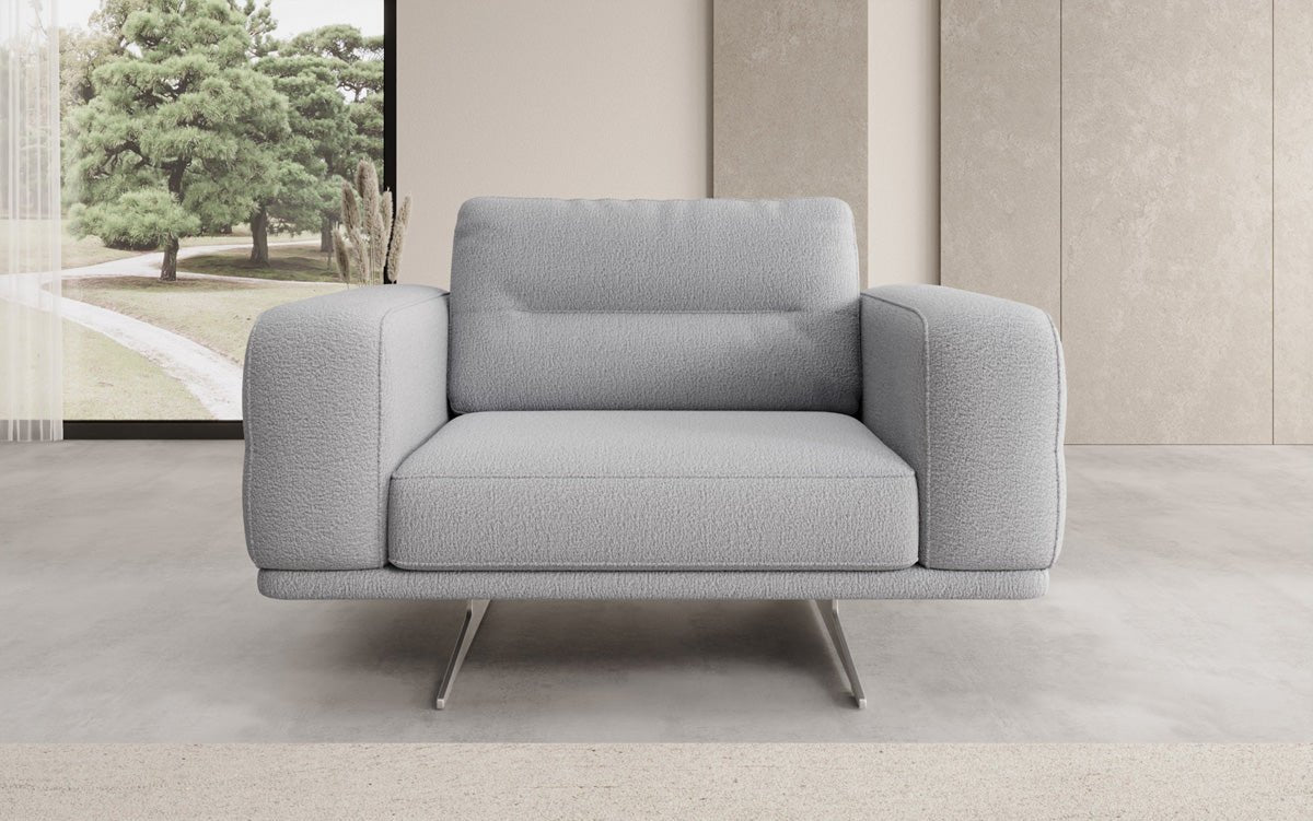 Dizajnové sofa-kreslo Torino s podrúčkami v bouclé