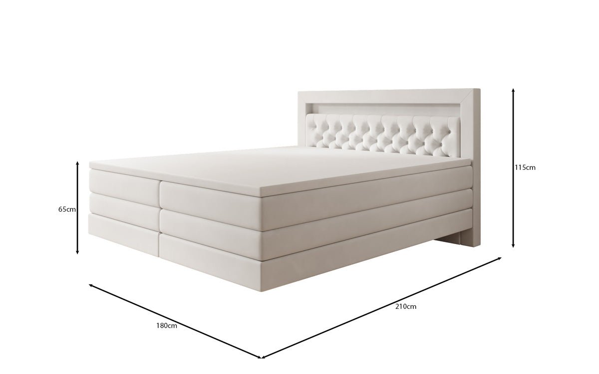 Boxspring posteľ Menzogna s efektom vznášania a LED osvetlením v zamate