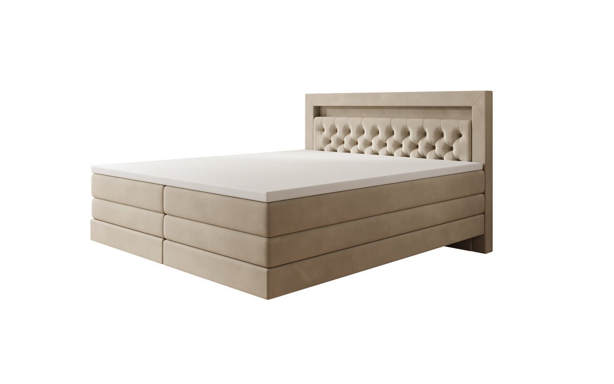 Boxspring posteľ Menzogna s efektom vznášania a LED osvetlením v zamate