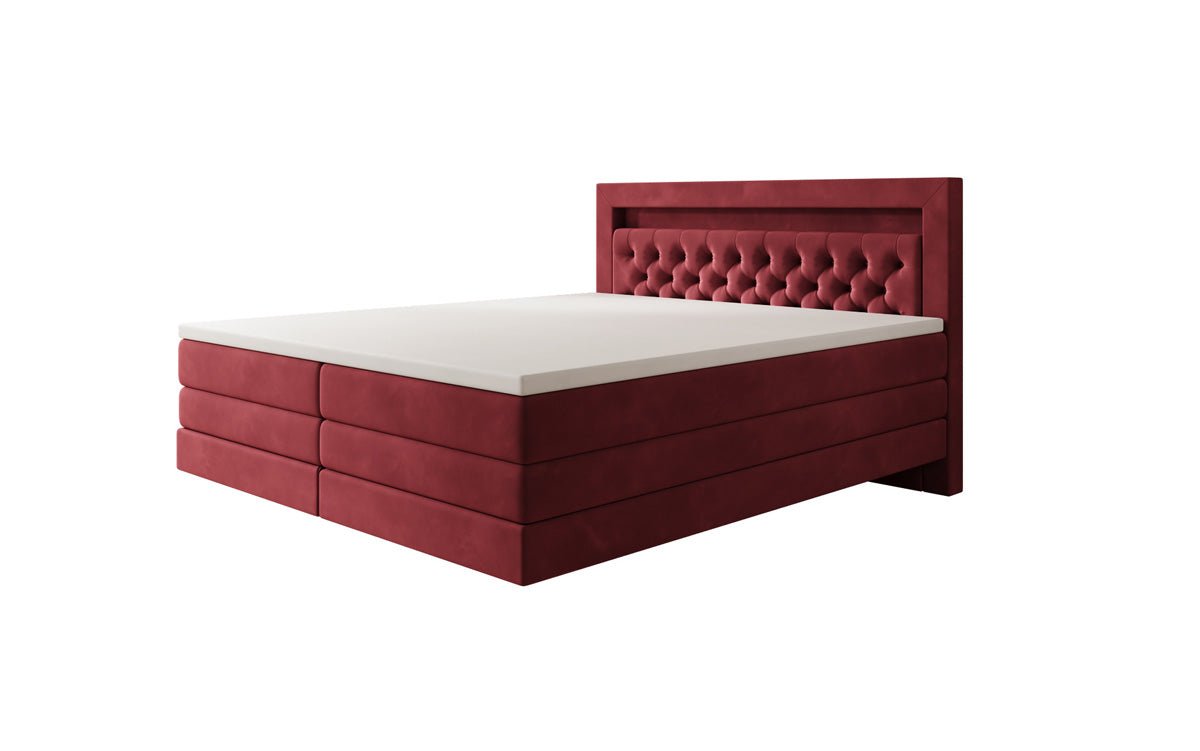 Boxspring posteľ Menzogna s efektom vznášania a LED osvetlením v zamate