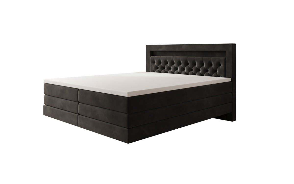 Boxspring posteľ Menzogna s efektom vznášania a LED osvetlením v zamate