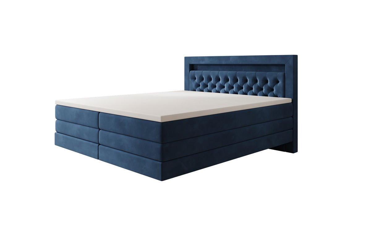 Boxspring posteľ Menzogna s efektom vznášania a LED osvetlením v zamate