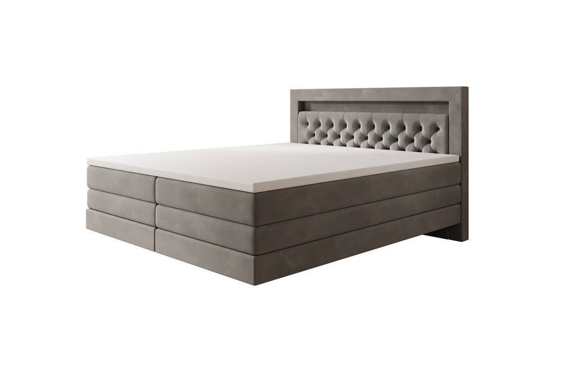 Boxspring posteľ Menzogna s efektom vznášania a LED osvetlením v zamate