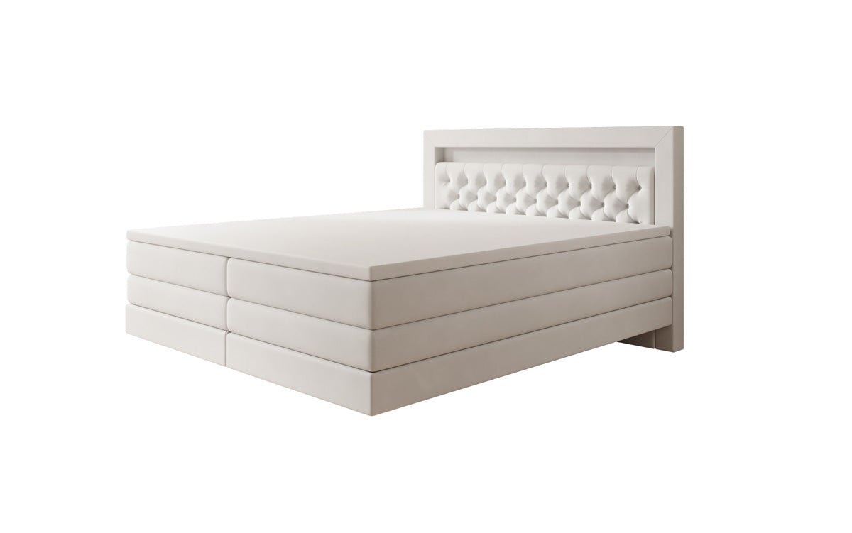 Boxspring posteľ Menzogna s efektom vznášania a LED osvetlením v zamate
