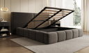 Designer Polsterbett Elise in Strukturstoff mit Stauraum