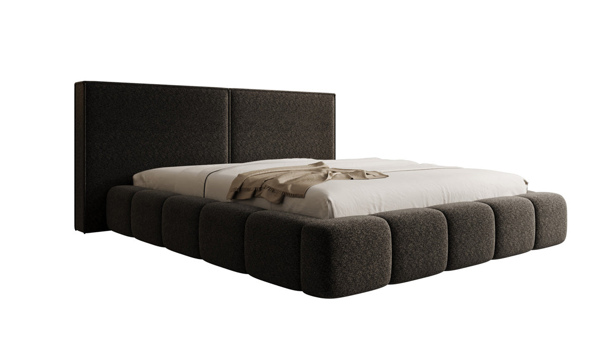 Designer Polsterbett Elise in Strukturstoff mit Stauraum
