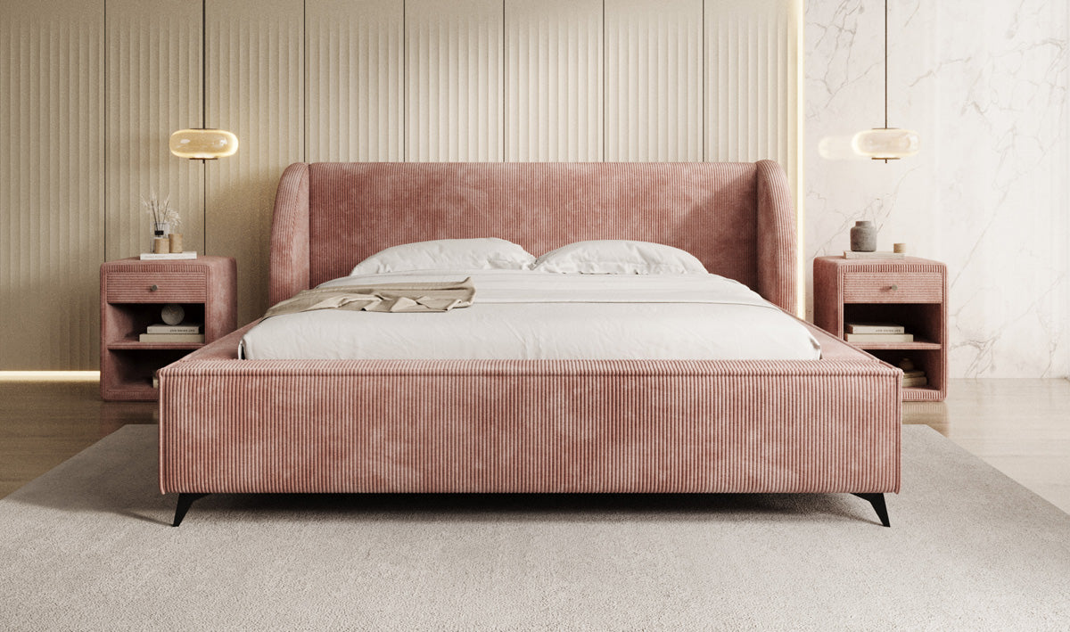 Designer Polsterbett Freya Cord mit Stauraum