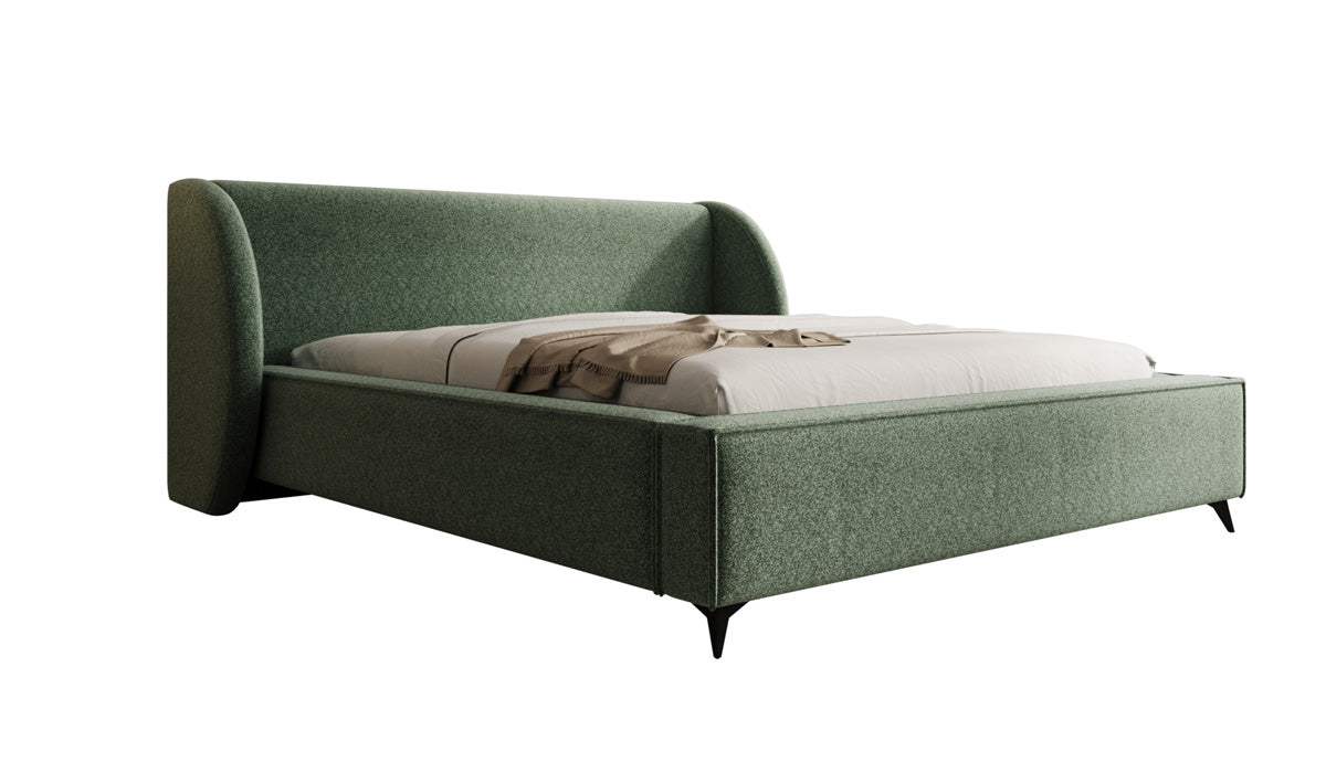 Dizajnová čalúnená posteľ Freya v štruktúrovanej látke s úložným priestorom
