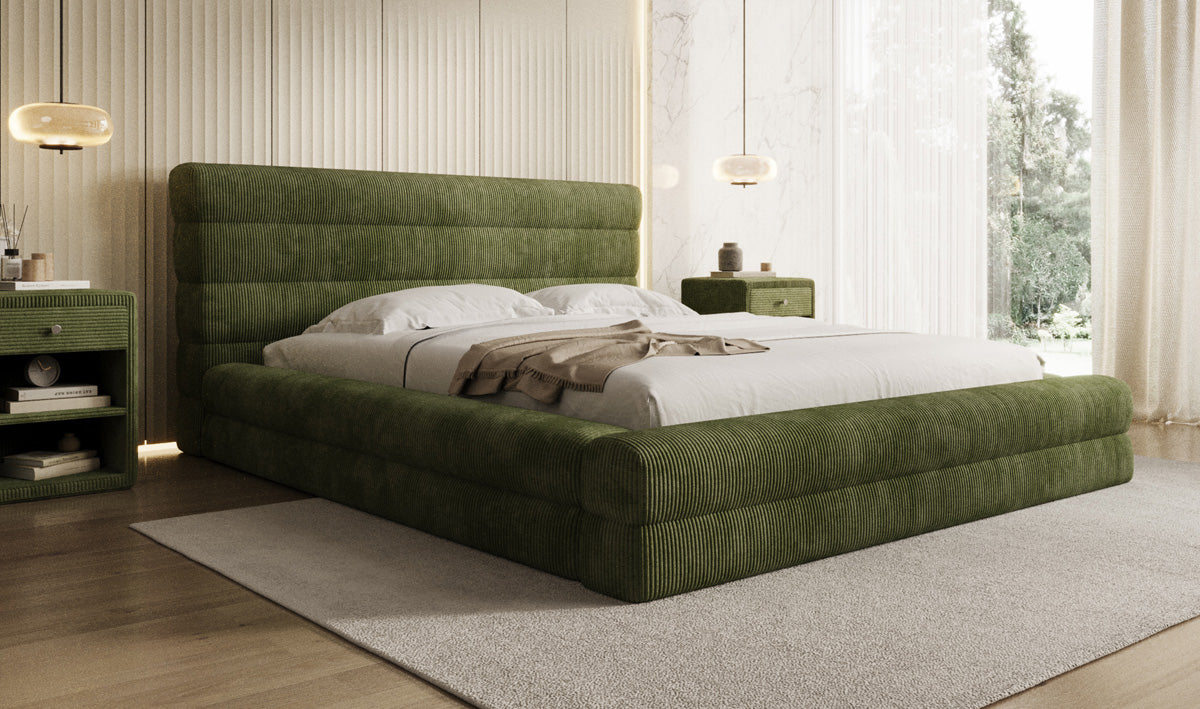 Designer Polsterbett Maren Cord mit Stauraum