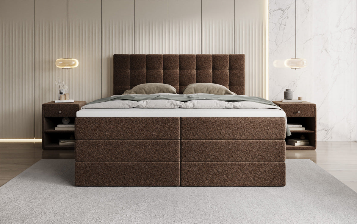 Boxspringbett Grandé in Strukturstoff mit Stauraum
