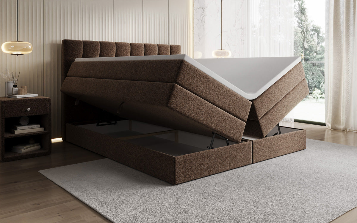 Boxspringbett Grandé in Strukturstoff mit Stauraum