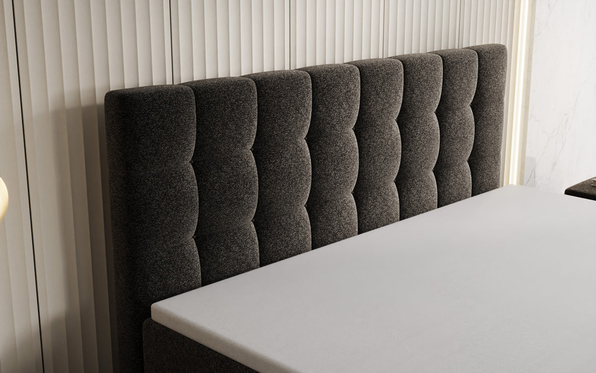 Boxspringbett Grandé in Strukturstoff mit Stauraum