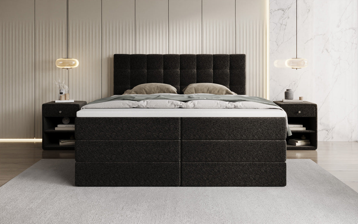 Boxspringbett Grandé in Strukturstoff mit Stauraum