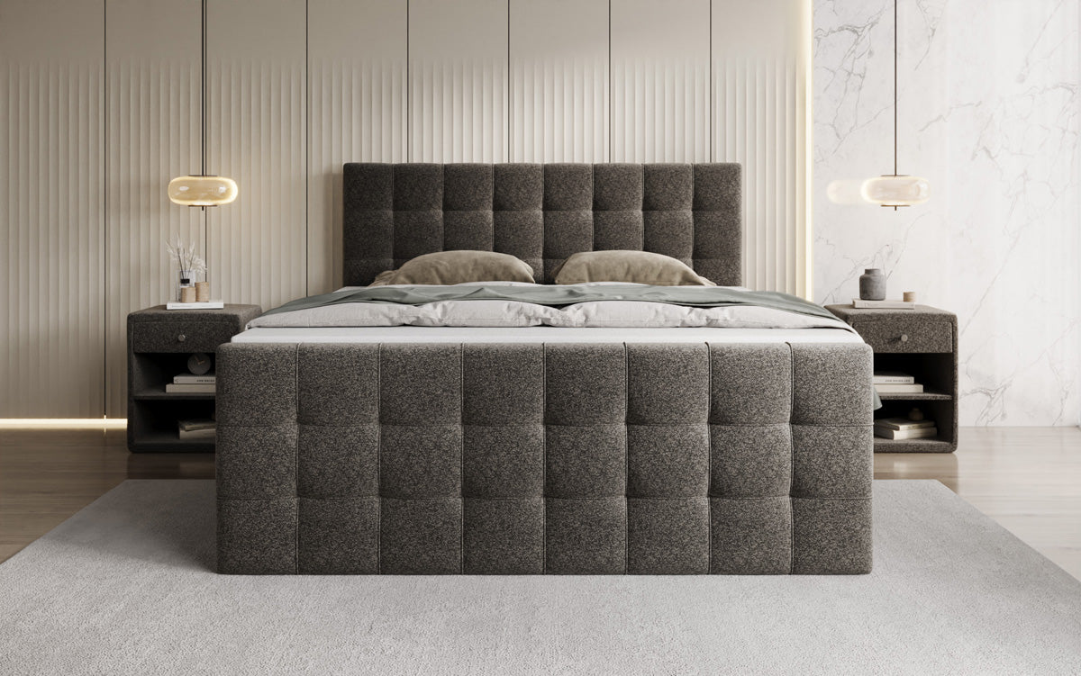 Boxspringbett Ascot in Strukturstoff mit Stauraum