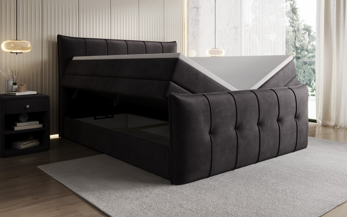 Boxspringbett Treviso mit Stauraum in Samt