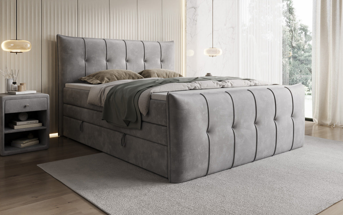 Boxspringbett Treviso mit Stauraum in Samt