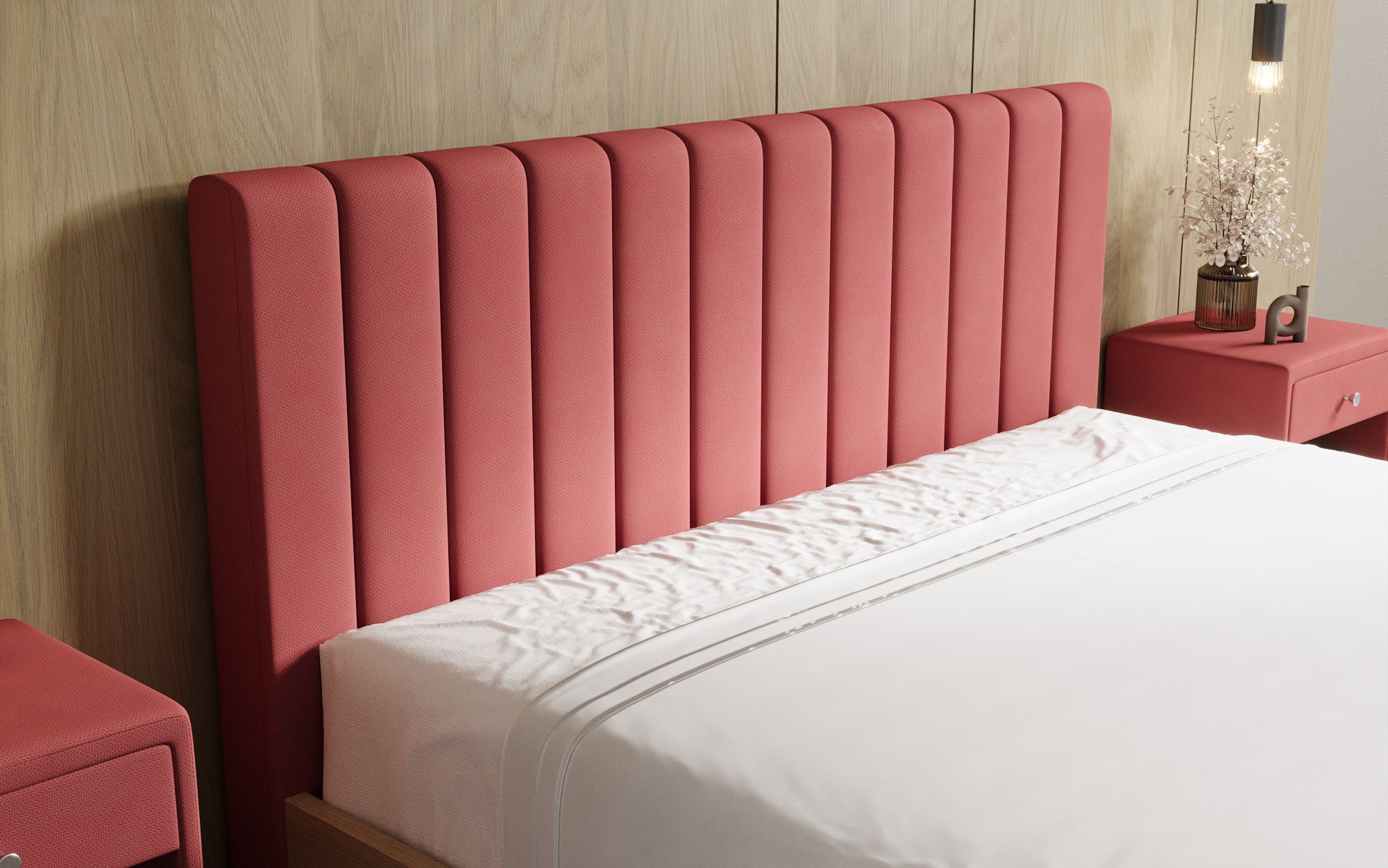 Designer Polsterbett Fiore Linea in Stoff mit Stauraum