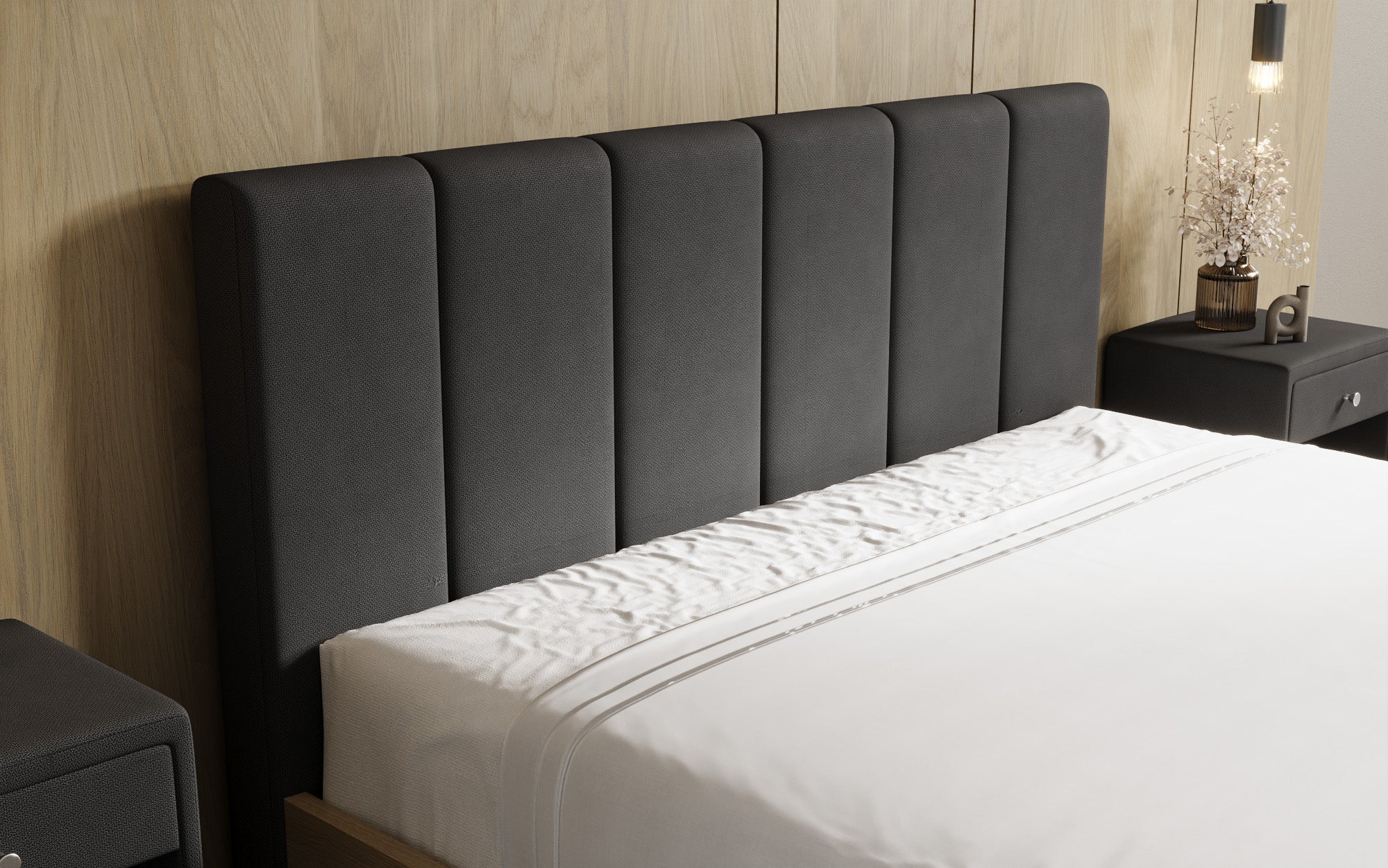 Designer Polsterbett Fiore Piano in Stoff mit Stauraum