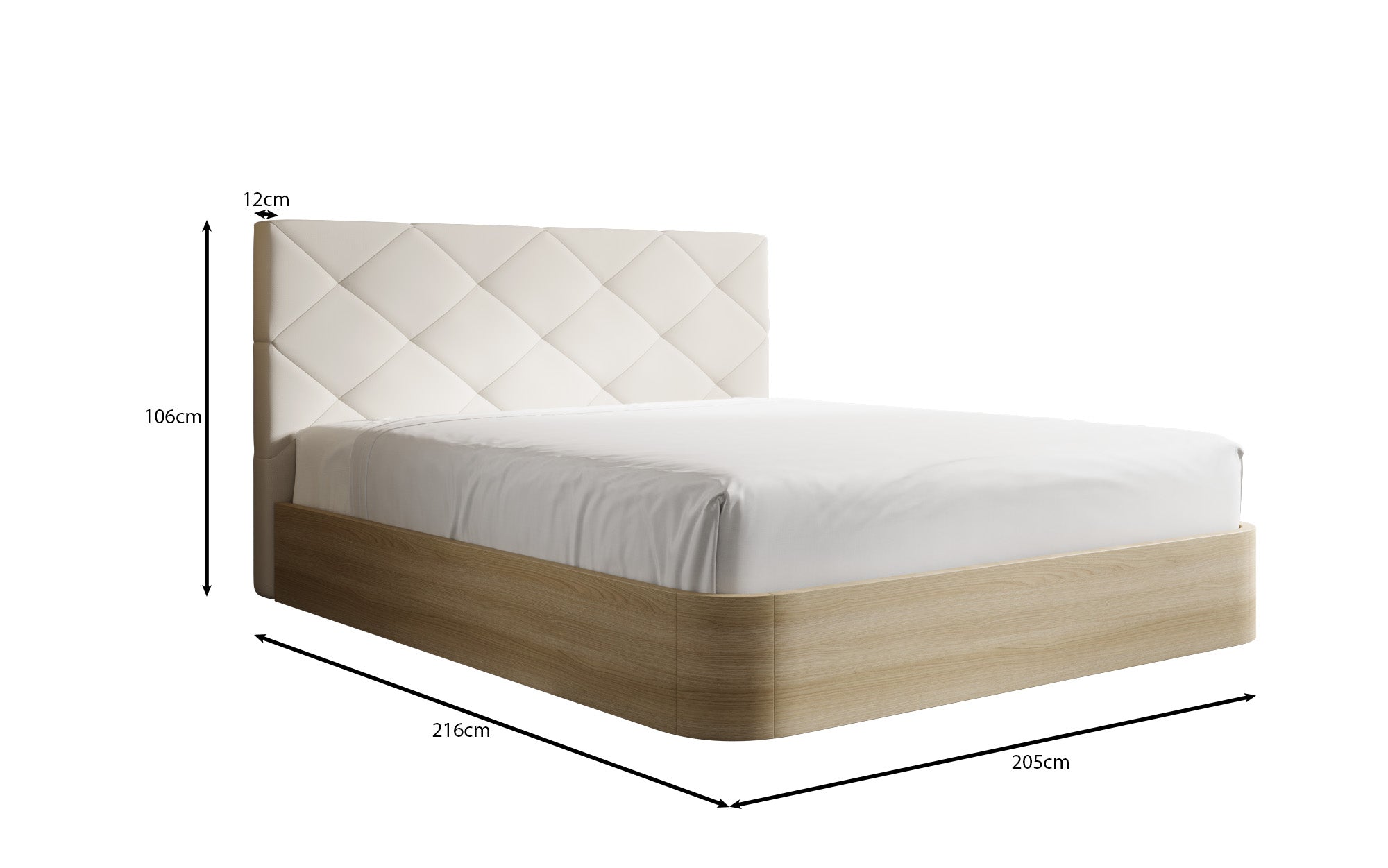Designer Polsterbett Fiore Caro in Stoff mit Stauraum