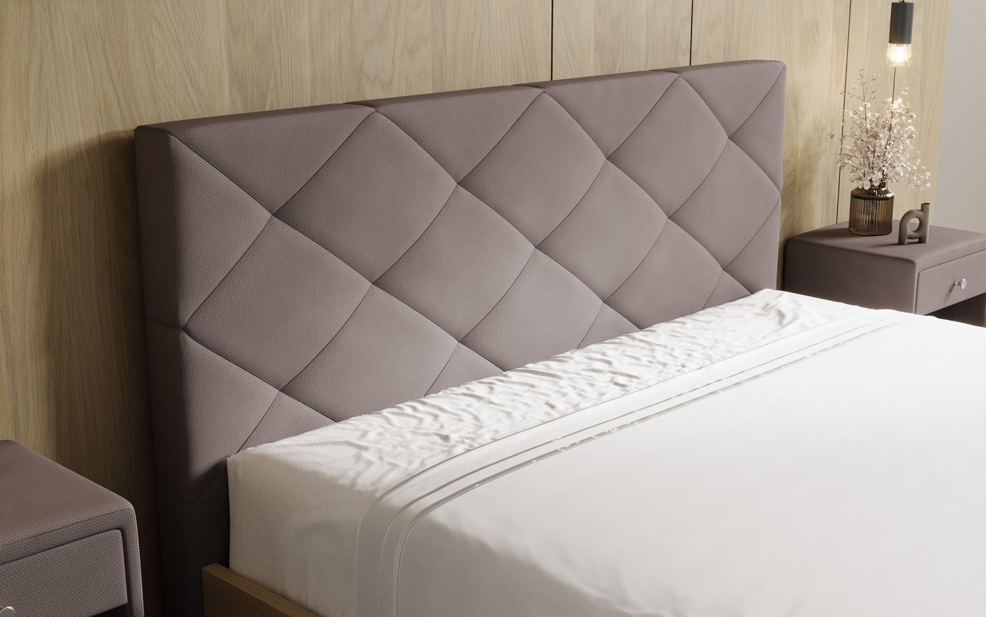 Designer Polsterbett Fiore Caro in Stoff mit Stauraum