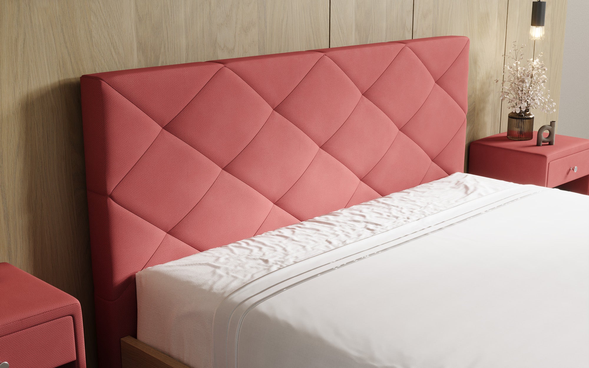 Designer Polsterbett Fiore Caro in Stoff mit Stauraum