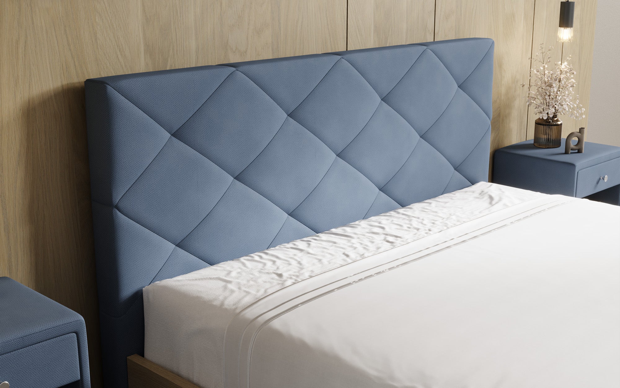 Designer Polsterbett Fiore Caro in Stoff mit Stauraum