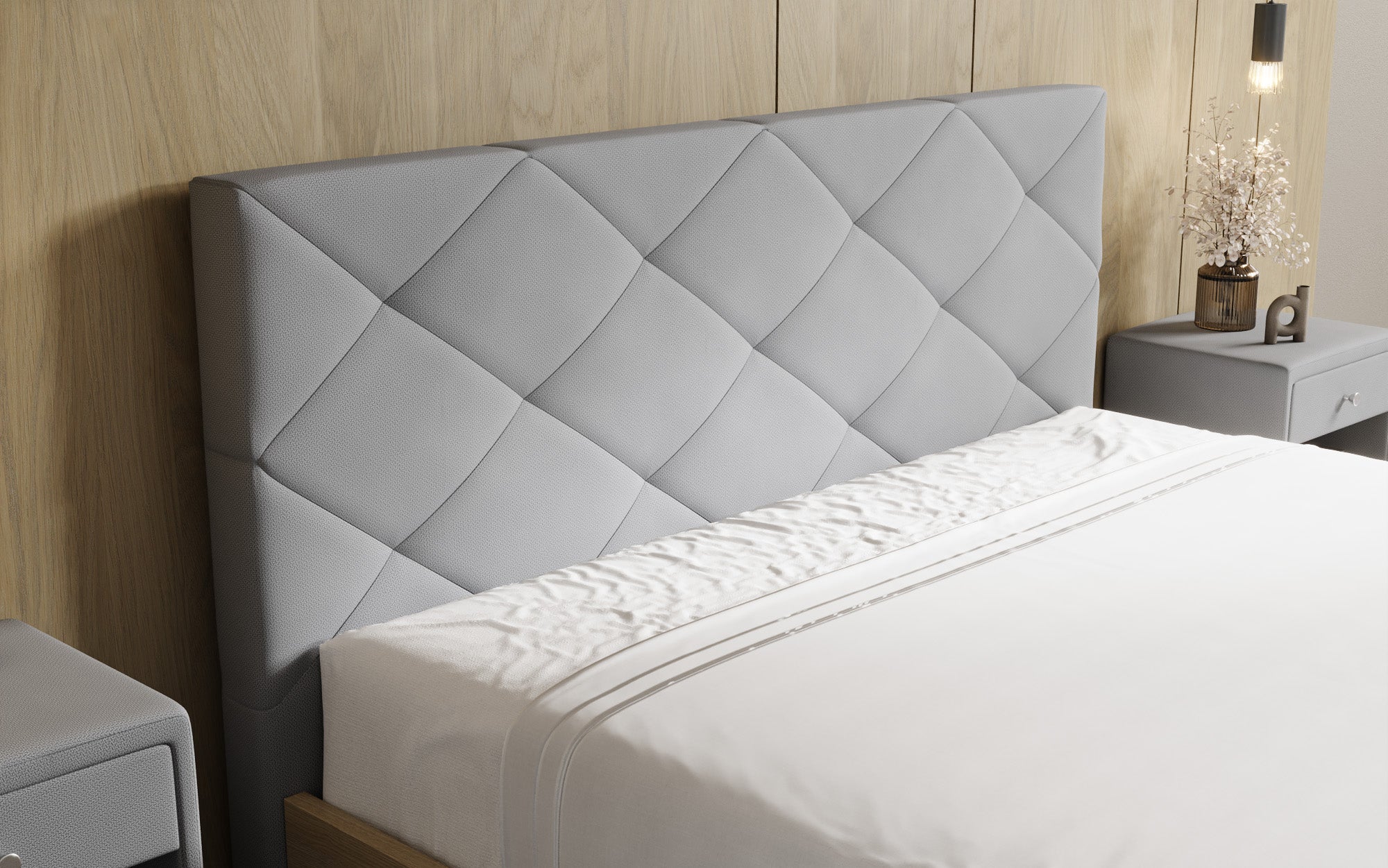 Designer Polsterbett Fiore Caro in Stoff mit Stauraum