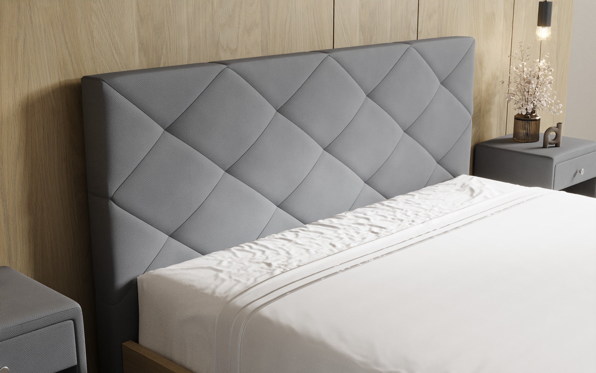 Designer Polsterbett Fiore Caro in Stoff mit Stauraum