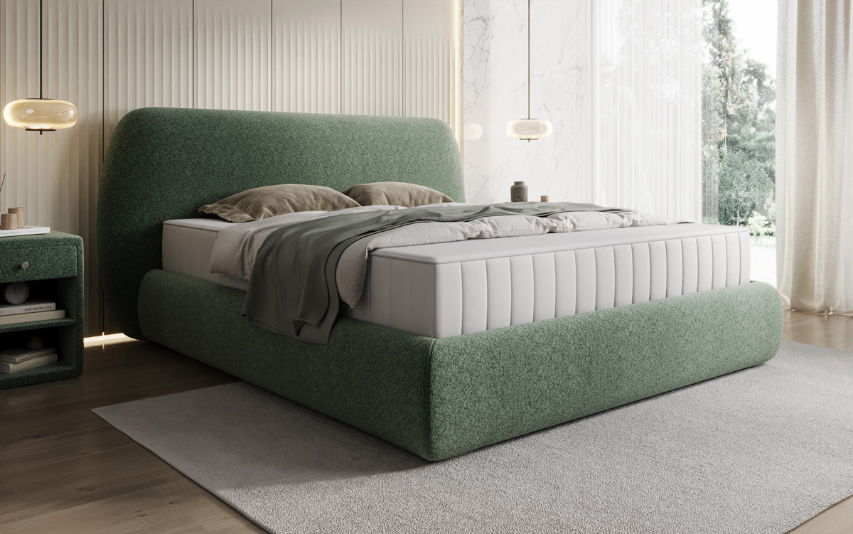Designer Polsterbett Nella in Strukturstoff mit Stauraum