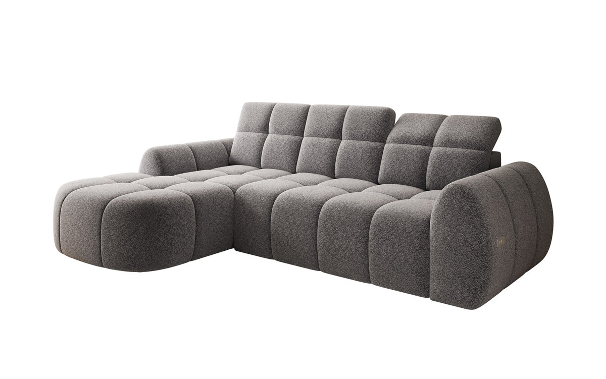 Designer Ecksofa Bjork in Strukturstoff mit elektrischer Sitzerweiterung