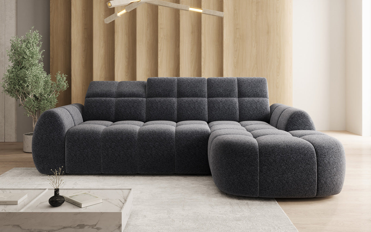 Designer Ecksofa Bjork in Strukturstoff mit elektrischer Sitzerweiterung