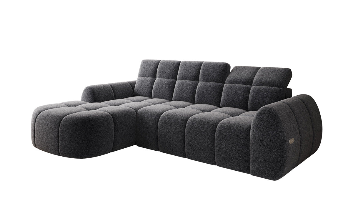 Designer Ecksofa Bjork in Strukturstoff mit elektrischer Sitzerweiterung