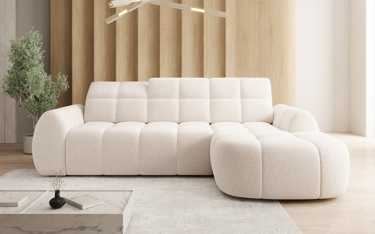 Designer Ecksofa Bjork in Strukturstoff mit elektrischer Sitzerweiterung