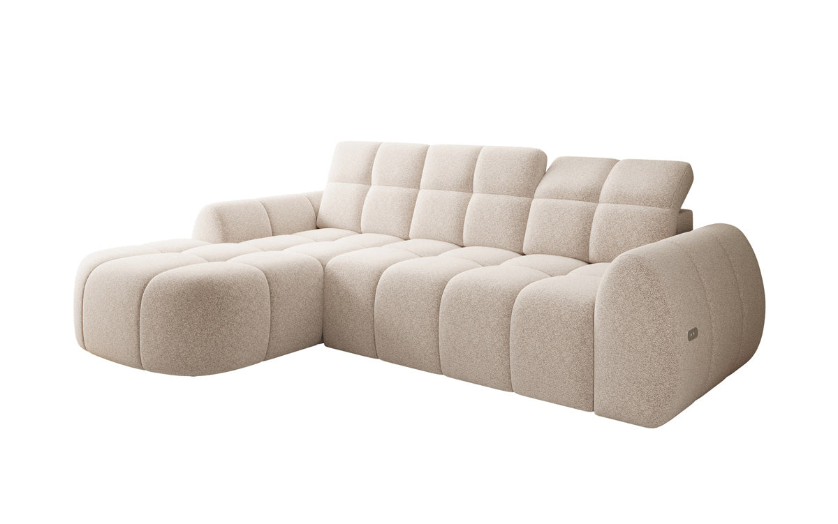 Designer Ecksofa Bjork in Strukturstoff mit elektrischer Sitzerweiterung