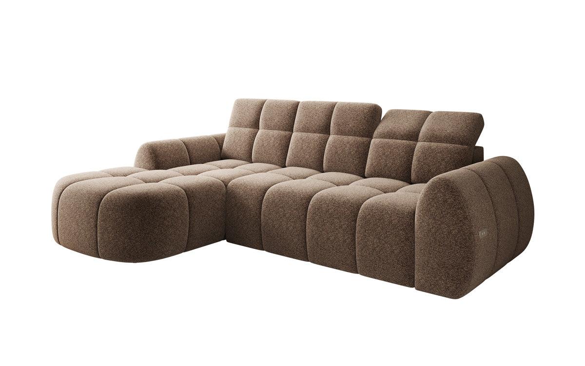Designer Ecksofa Bjork in Strukturstoff mit elektrischer Sitzerweiterung