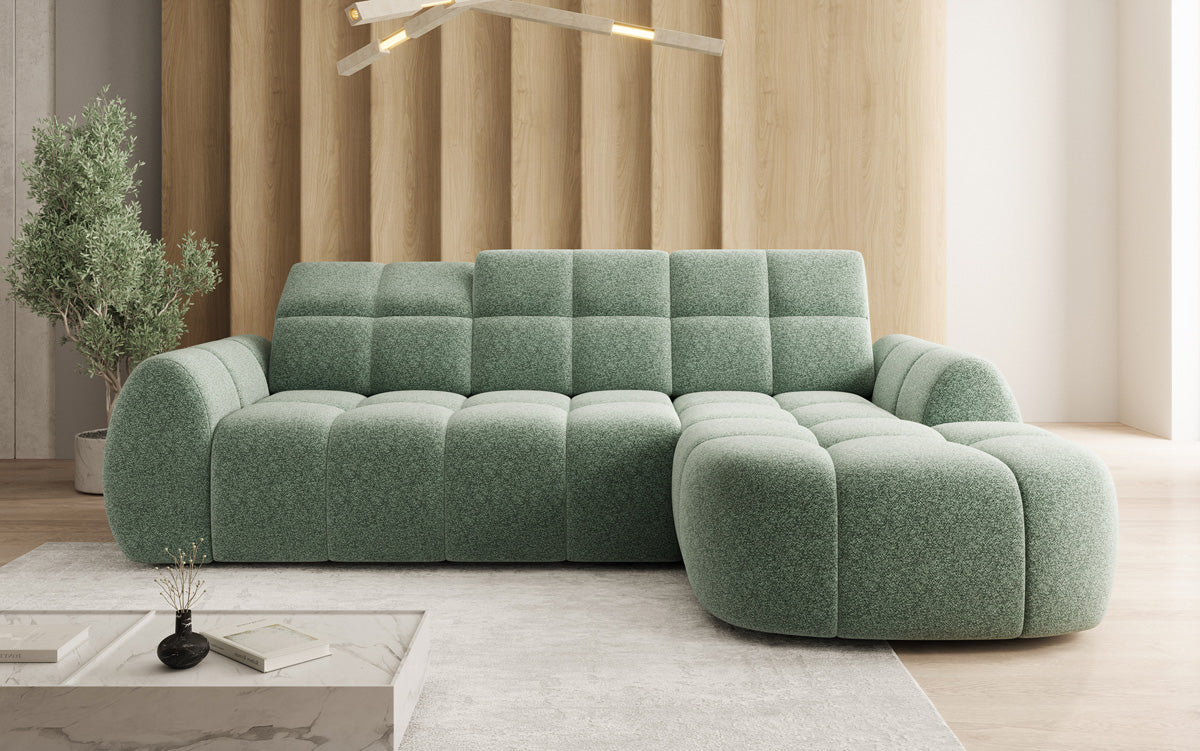 Designer Ecksofa Bjork in Strukturstoff mit elektrischer Sitzerweiterung