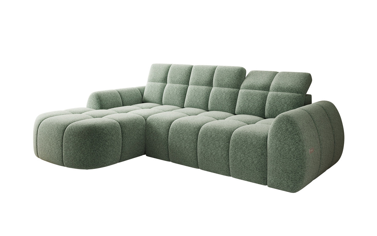 Designer Ecksofa Bjork in Strukturstoff mit elektrischer Sitzerweiterung