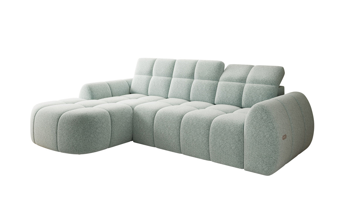 Designer Ecksofa Bjork in Strukturstoff mit elektrischer Sitzerweiterung