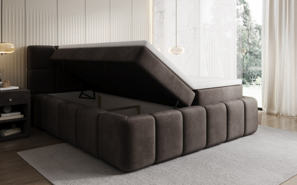 Boxspringbett Bombo mit Stauraum in Samt
