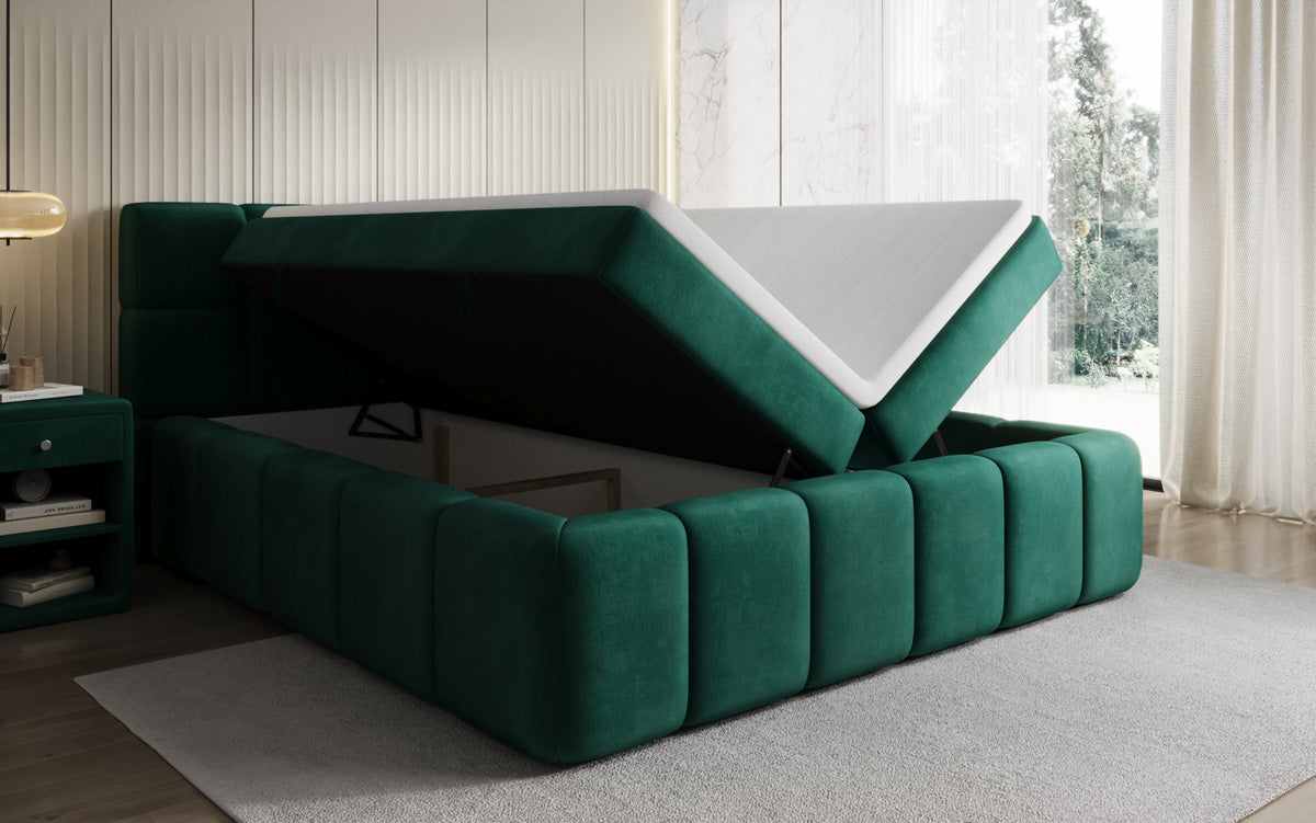 Boxspringbett Bombo mit Stauraum in Samt