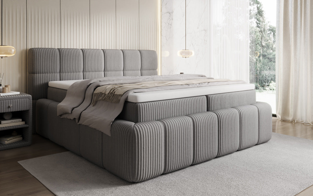 Boxspringbett Bombo in Cord mit Stauraum