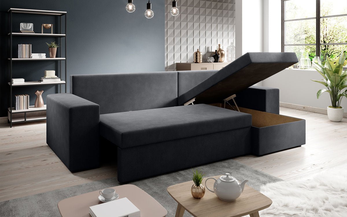 Designer Sofa Denver Stoff mit Schlaf- und Klappfunktion