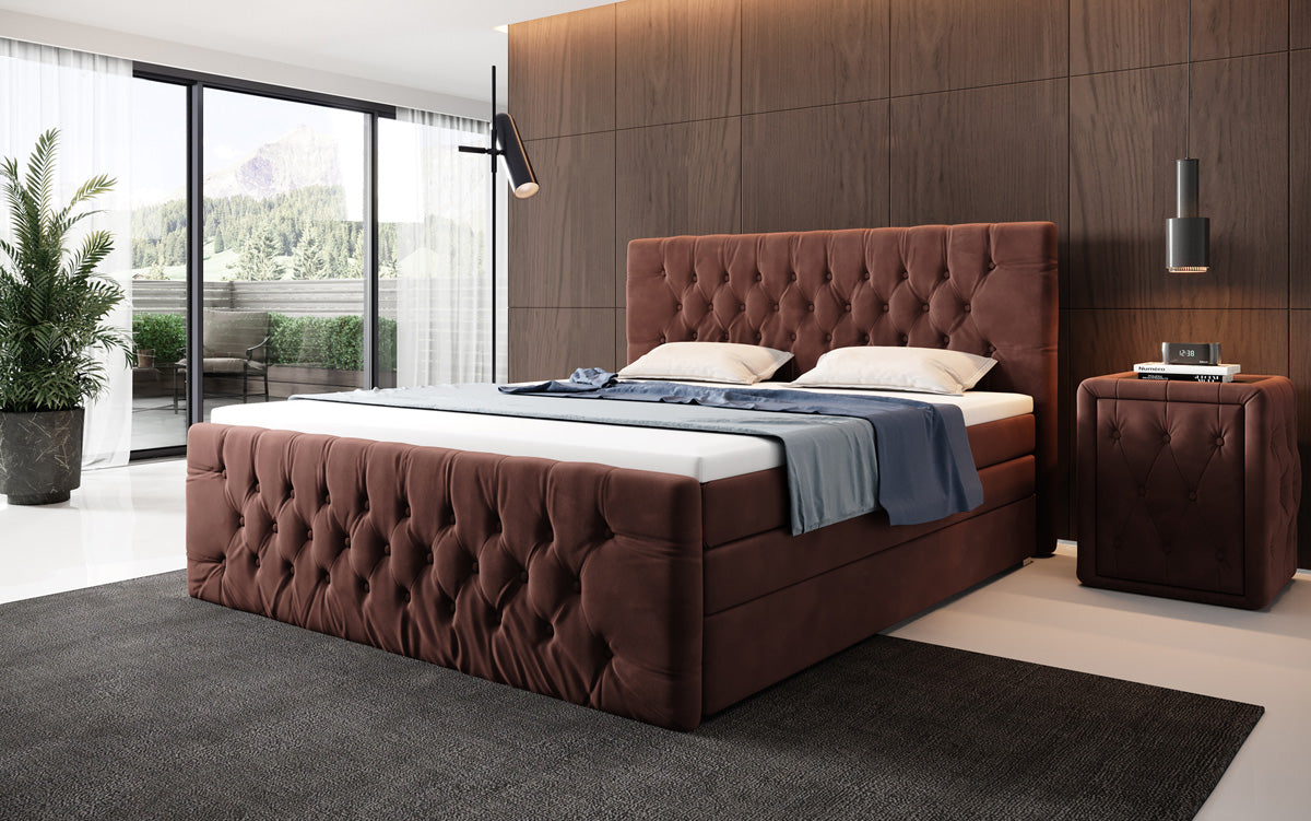 Boxspringová posteľ Velutto s úložným priestorom - Chesterfieldový vzhľad