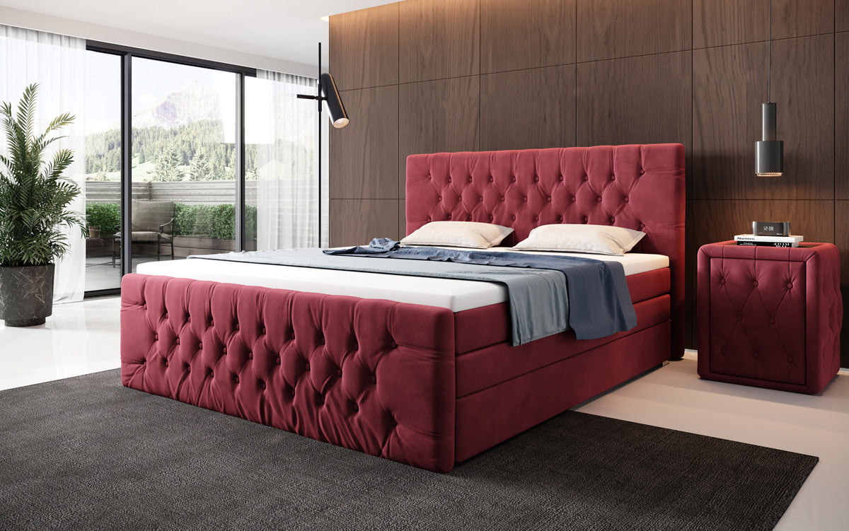 Boxspringová posteľ Velutto s úložným priestorom - Chesterfieldový vzhľad