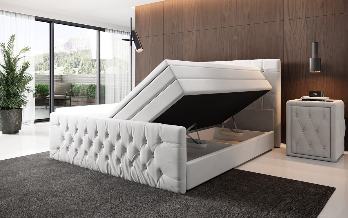 Boxspringová posteľ Velutto s úložným priestorom - Chesterfieldový vzhľad