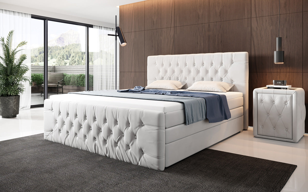 Boxspringová posteľ Velutto s úložným priestorom - Chesterfieldový vzhľad